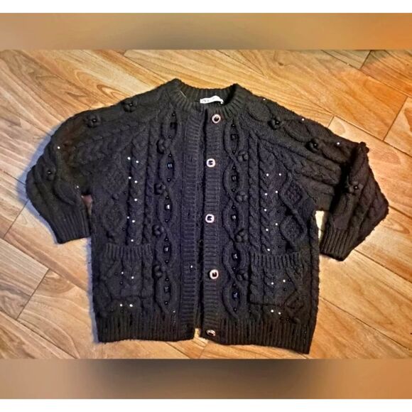 Zara Chunky Knit Cardigan Sweater Top Women's Goth Whimsygoth Bohemian Fall - Picture 2 of 9